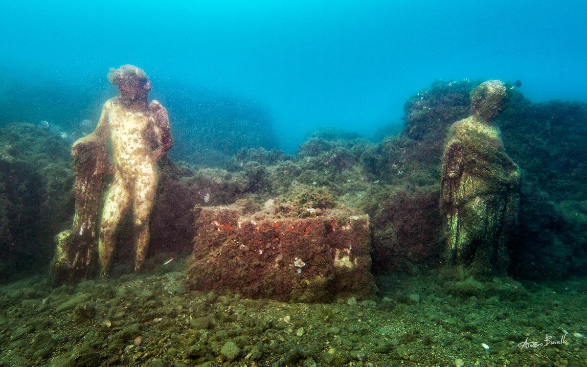 City under water at the bottom Black Sea Mediterranean Sea