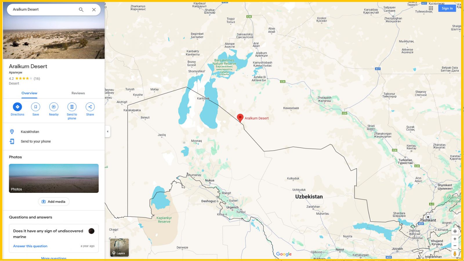 Dried up Aral Sea
