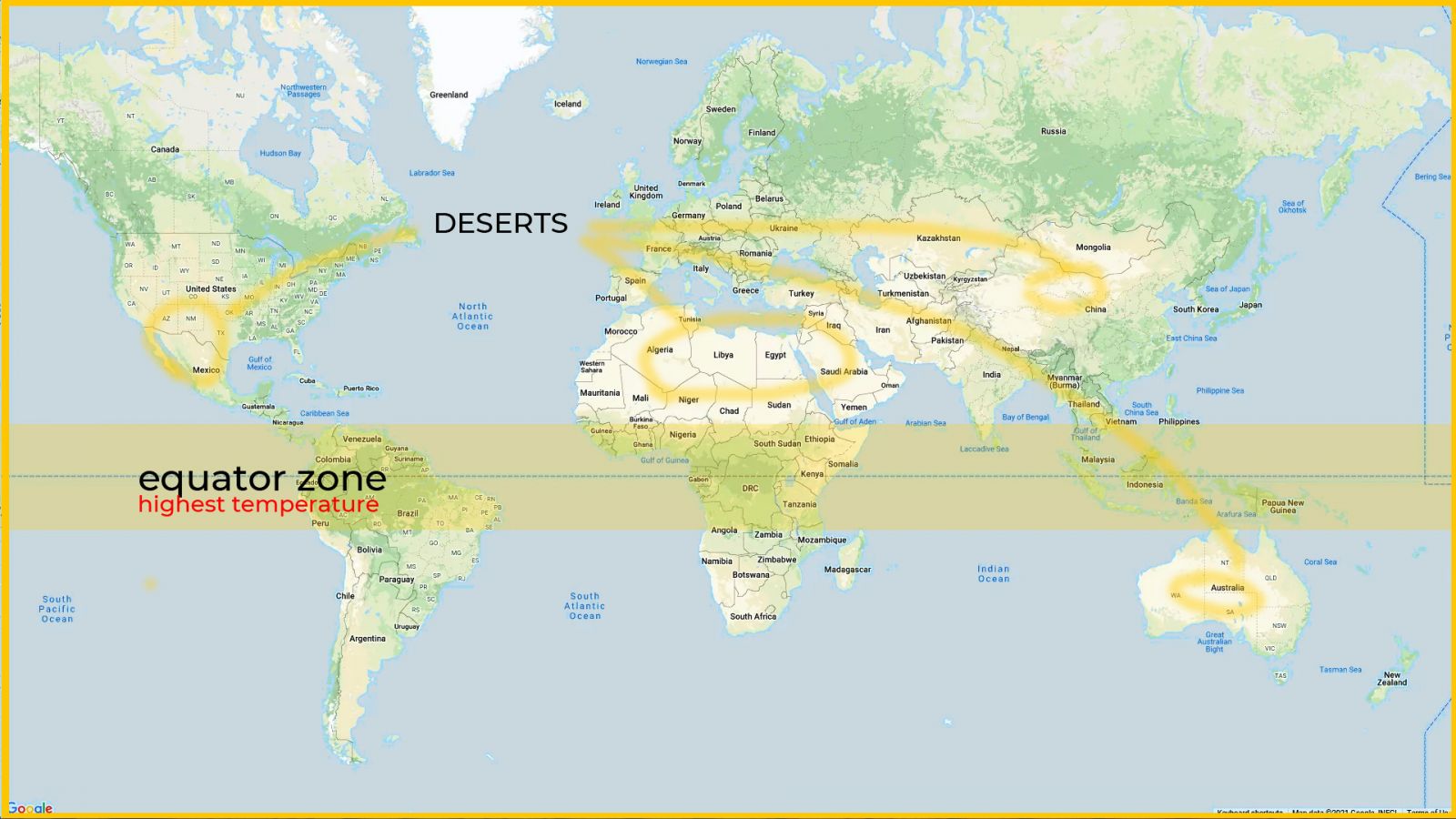 Deserts on the world map