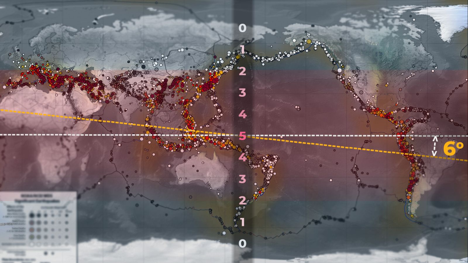 Map of erthshakes and earthquakes
